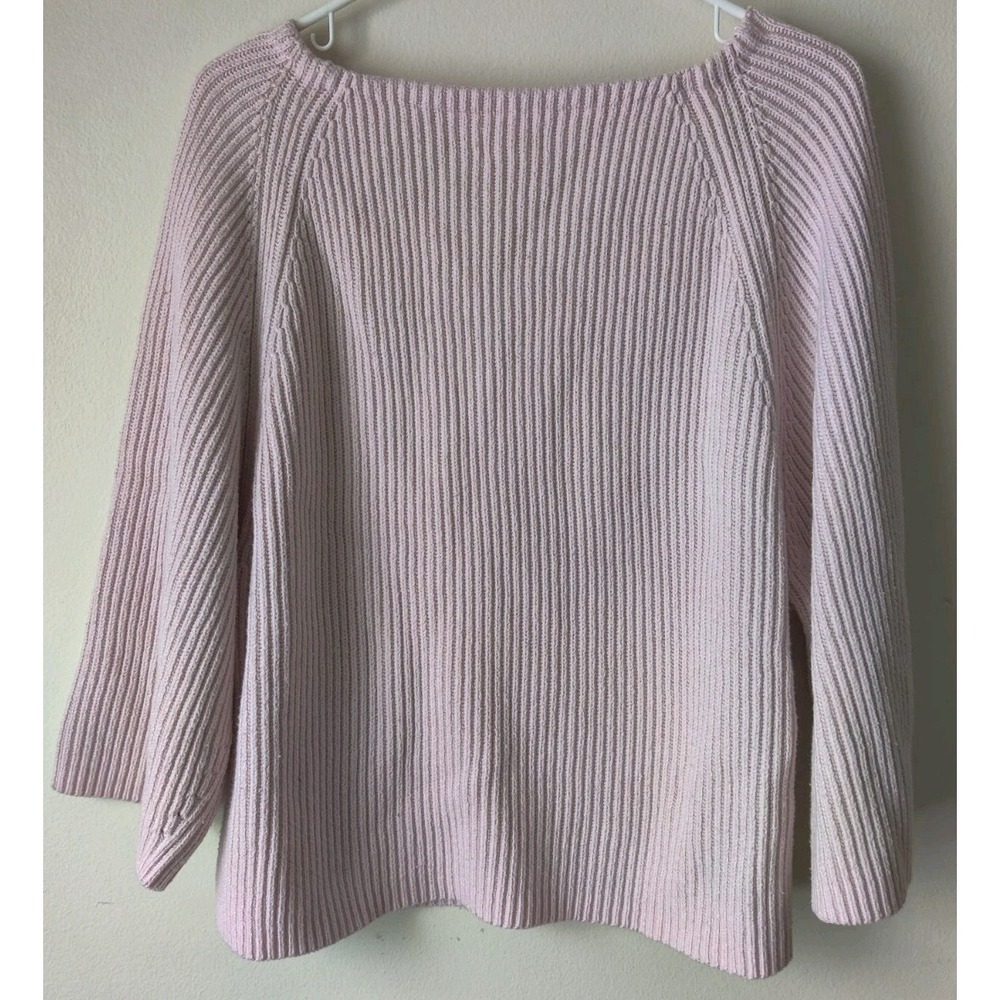 Lou & Grey Women's Ribbed Oversized Sweater Pink Boat Neck Cashmere Blend Size M - Picture 2 of 4